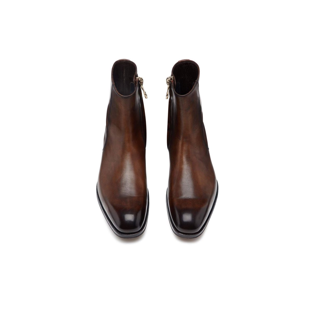 Bottes Tom Ford Edgar Burnished Cuir Zips Homme Marron | HRMUP-1398