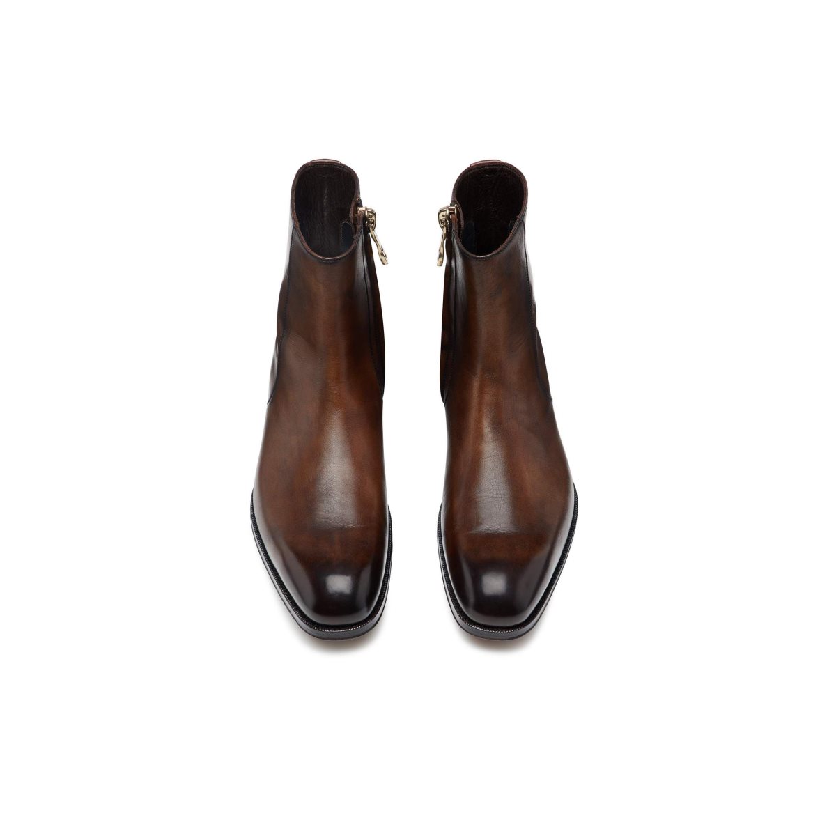 Bottes Tom Ford Edgar Burnished Cuir Zips Homme Marron | HRMUP-1398