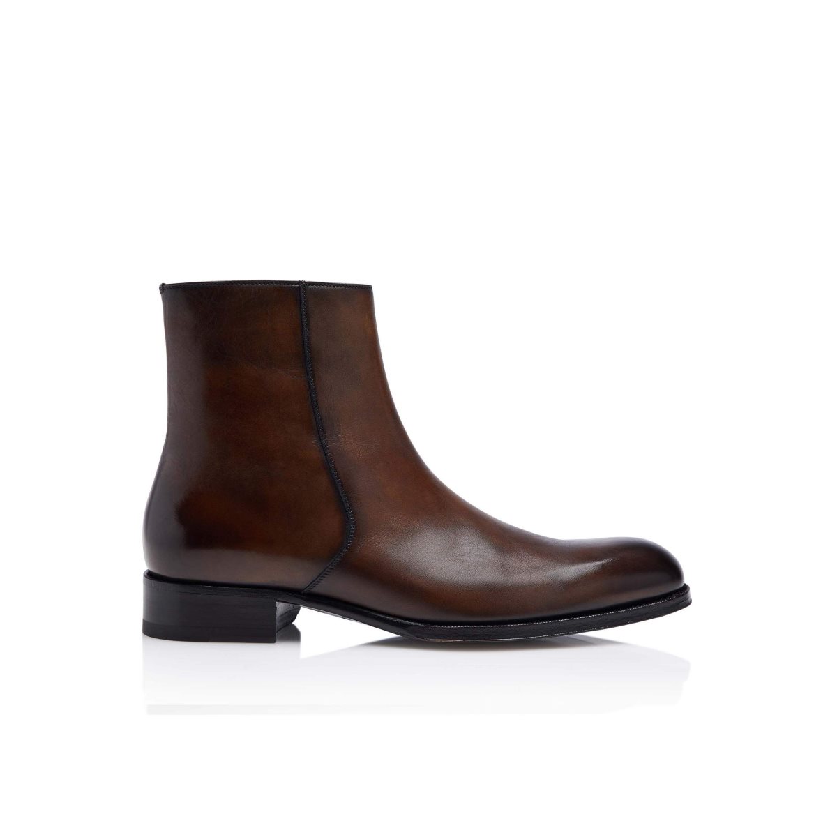 Bottes Tom Ford Edgar Burnished Cuir Zips Homme Marron | HRMUP-1398