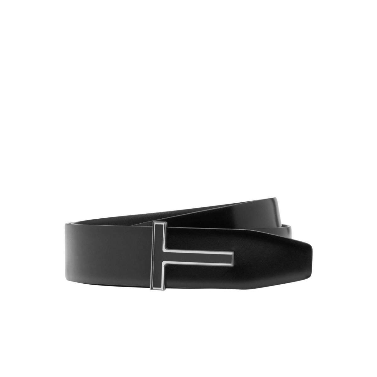 Ceintures Tom Ford Cuir Enamel T Ridge Homme Noir | UBMJD-7195