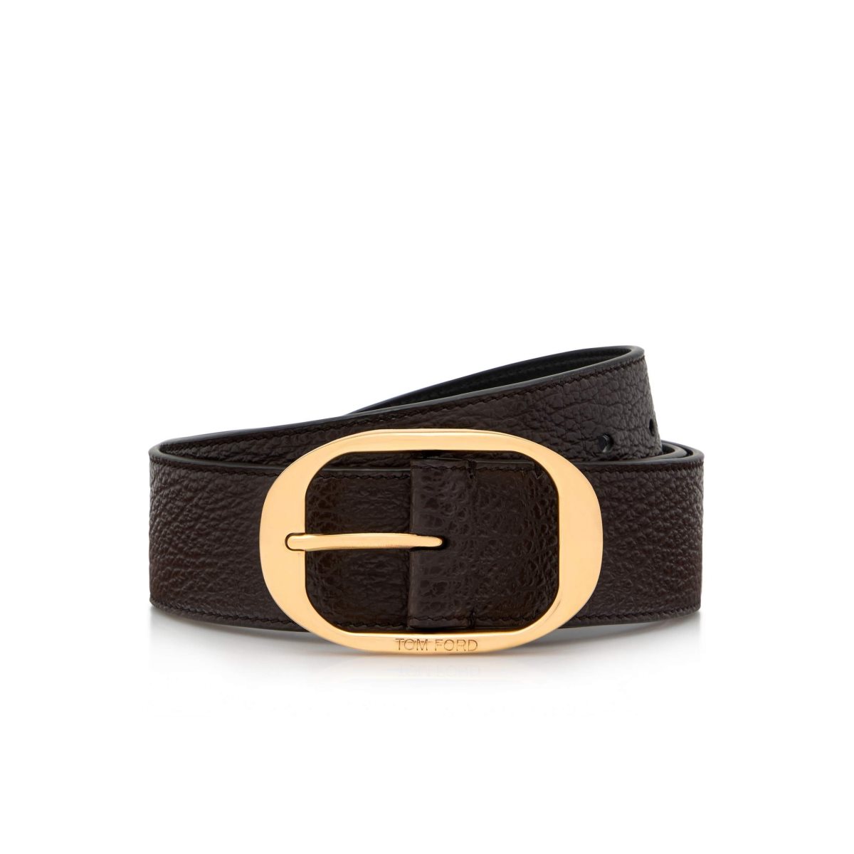 Ceintures Tom Ford Grain Cuir Oval Homme Chocolat | XFRIQ-5801