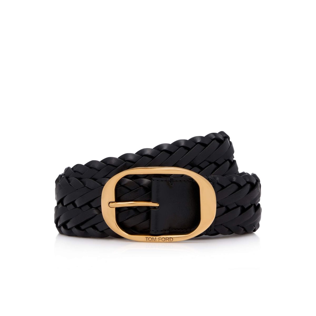 Ceintures Tom Ford Woven Cuir Oval Homme Noir | LETYZ-7640