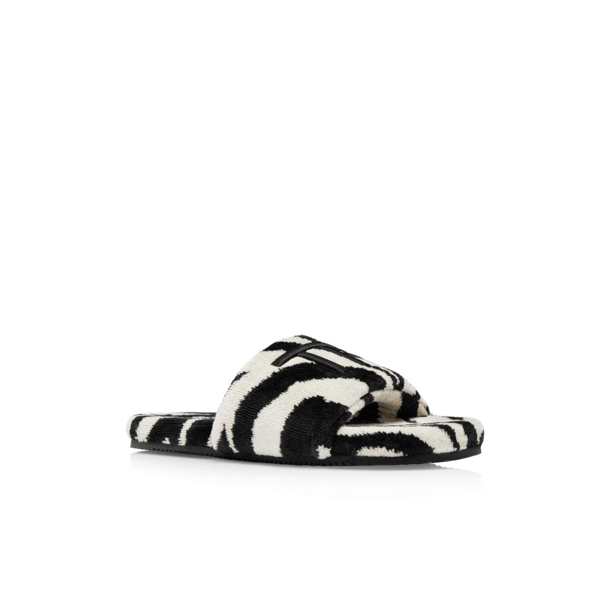 Chaussures Plates Tom Ford Zebra Towelling Harrison Slides Femme Blanche Noir | MSUAG-5478