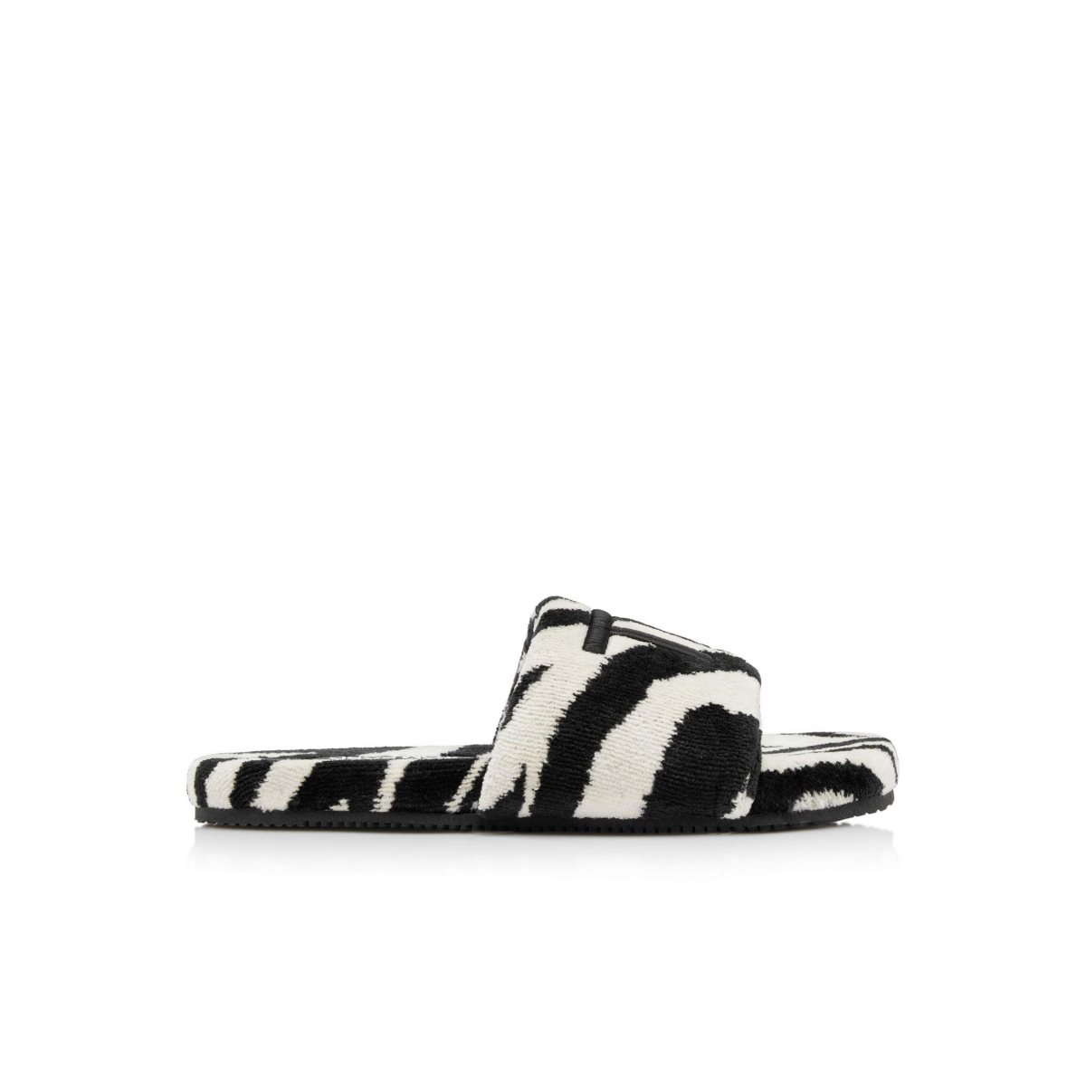 Chaussures Plates Tom Ford Zebra Towelling Harrison Slides Femme Blanche Noir | MSUAG-5478