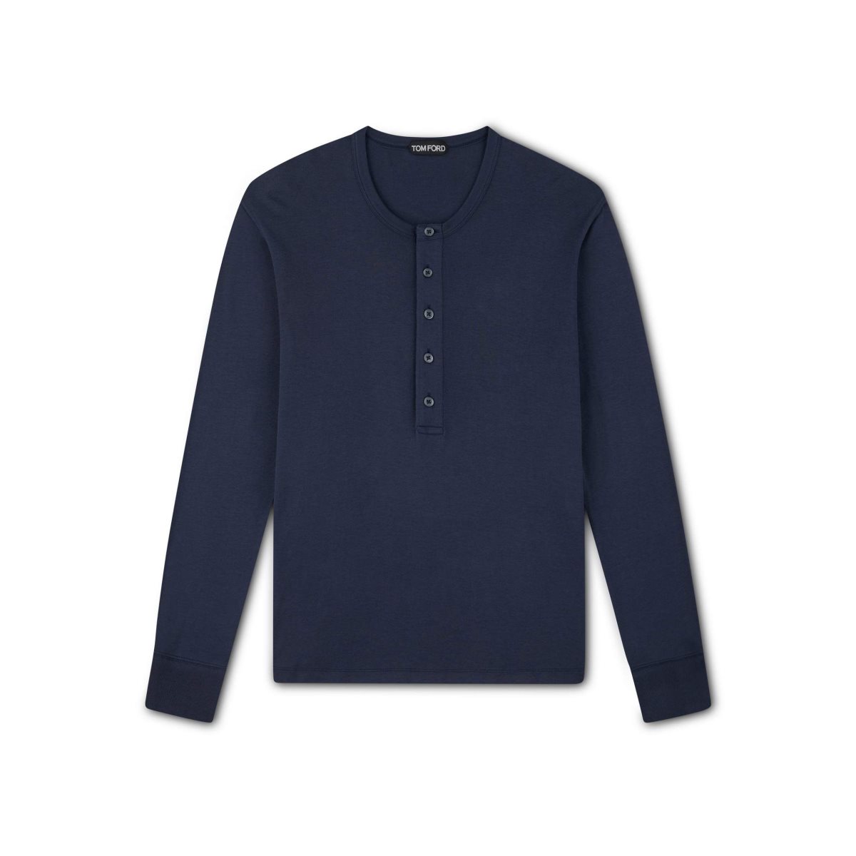 Chemises Tom Ford Coton Modal Henley Homme Bleu | ALYMB-4279