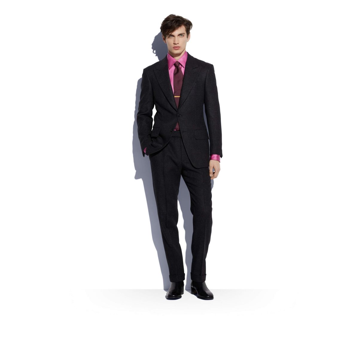 Cravates Tom Ford Twill Jaqcuard Homme Magenta | VMJTH-6423