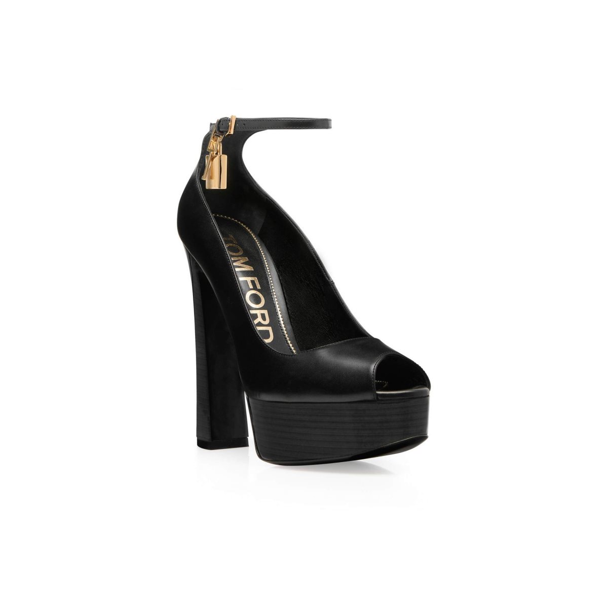 Escarpins Tom Ford Cuir Peep Embout Plateforme Femme Noir | OSBLP-5806