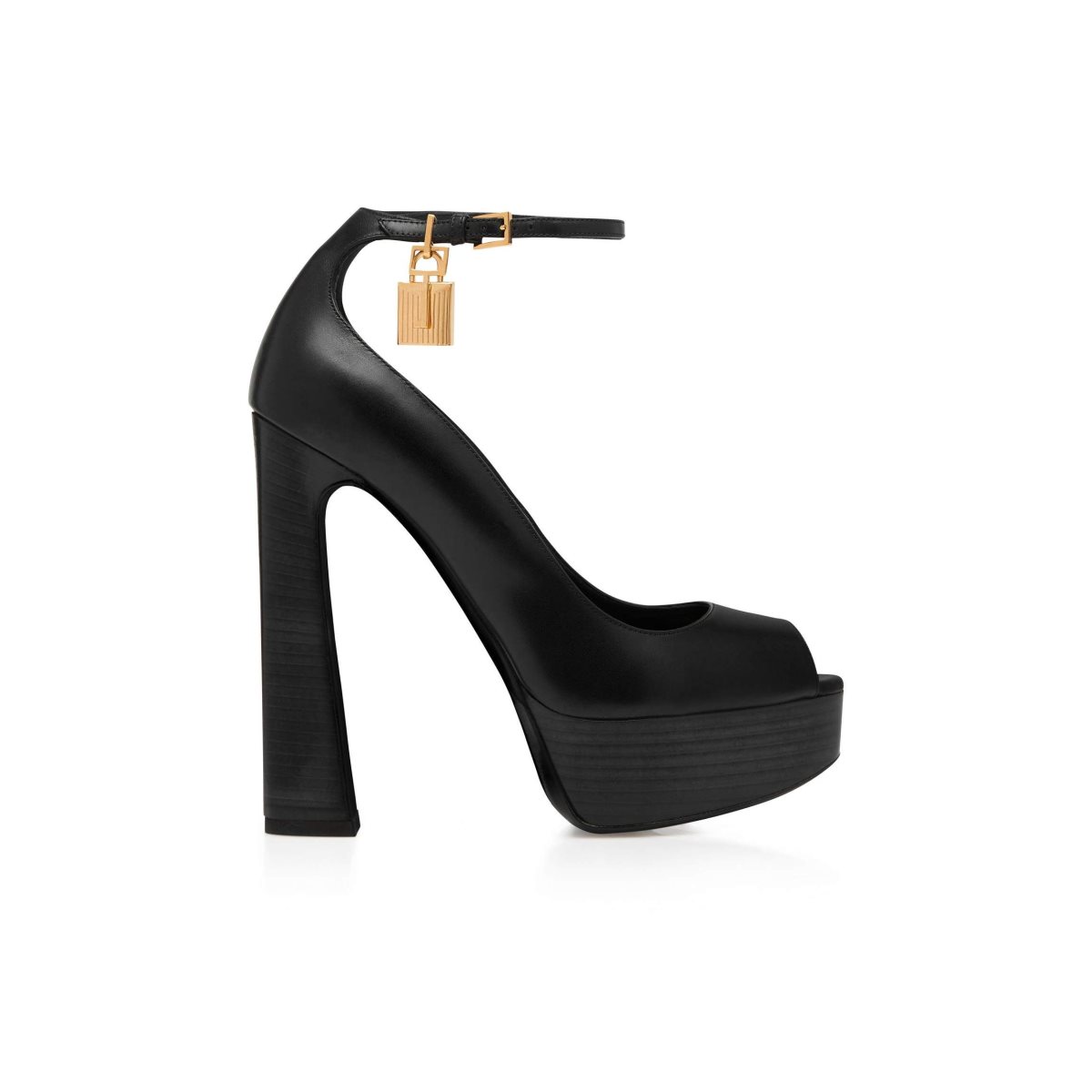 Escarpins Tom Ford Cuir Peep Embout Plateforme Femme Noir | OSBLP-5806