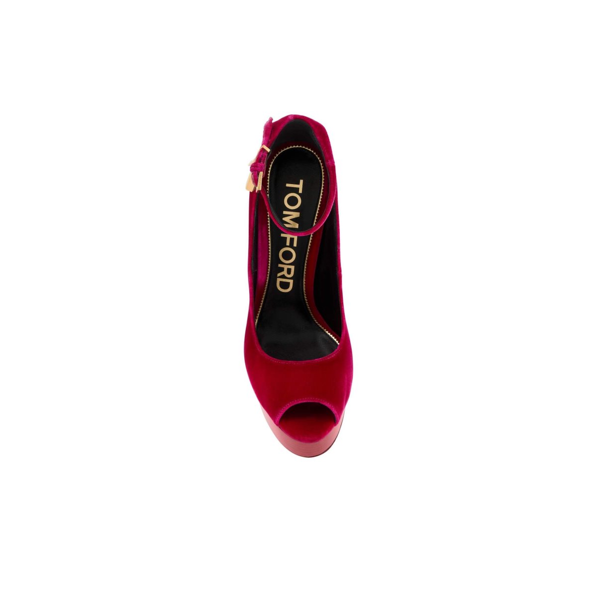 Escarpins Tom Ford Velvet Peep Embout Plateforme Femme Rouge Rose | QABFI-7162