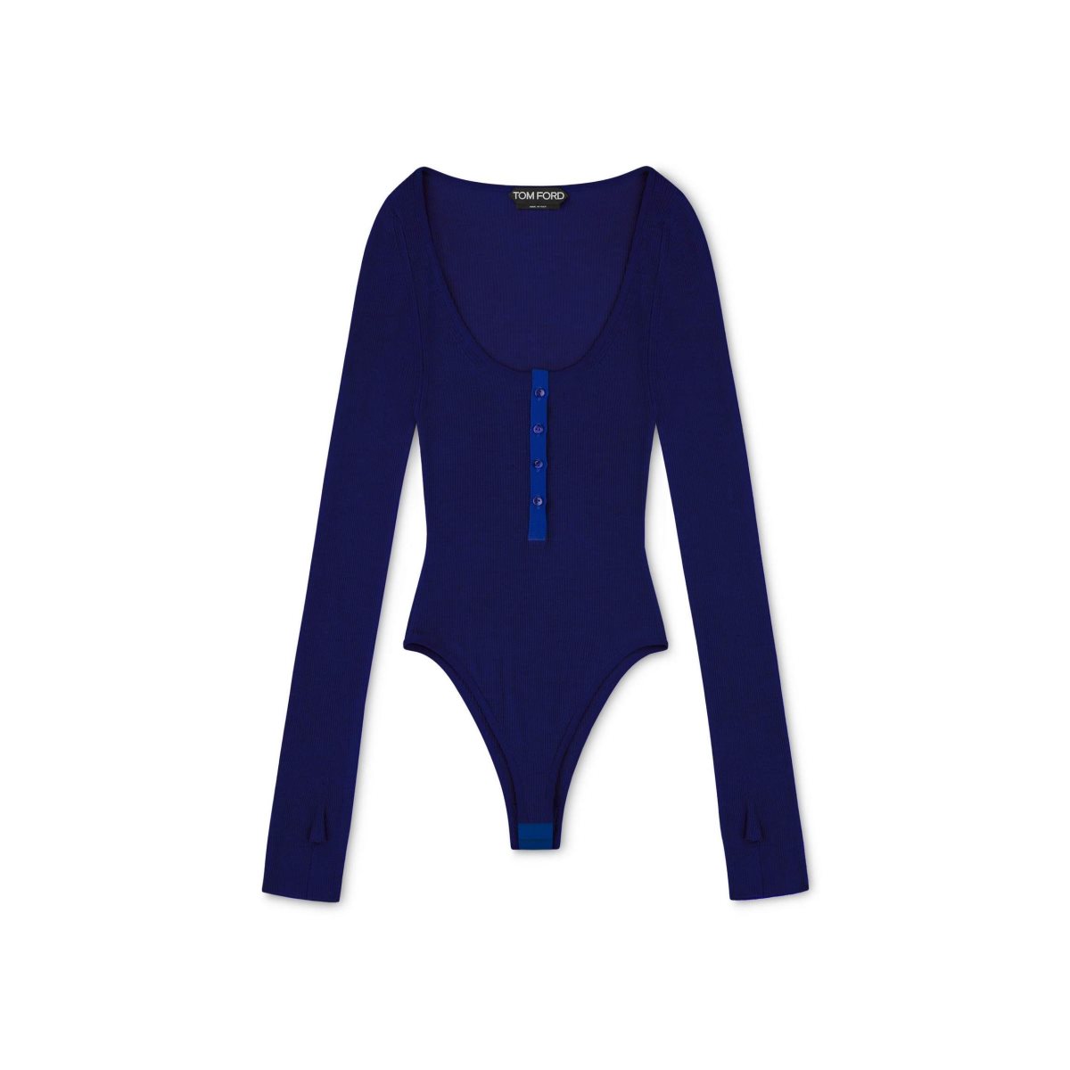 Hauts Tom Ford Extra Fine Cashmere Silk Rib Long Sleeve Bodysuit Femme Bleu Foncé | ORHJF-4960