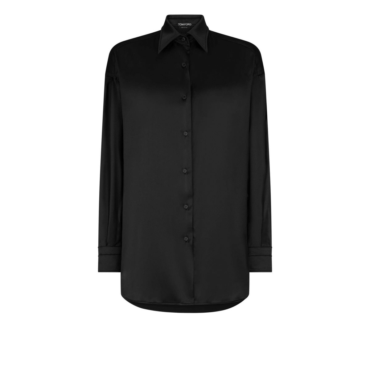 Hauts Tom Ford Stretch Silk Satin Relaxed Fit Shirt Femme Noir | WYLOT-4351