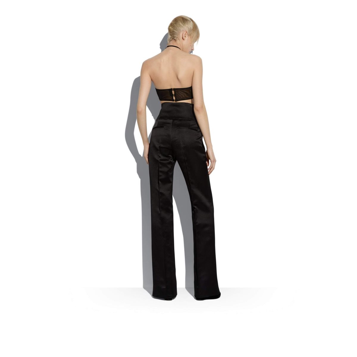 Hauts Tom Ford Stretch Tulle Halter Crop Femme Noir | TZOFL-2890