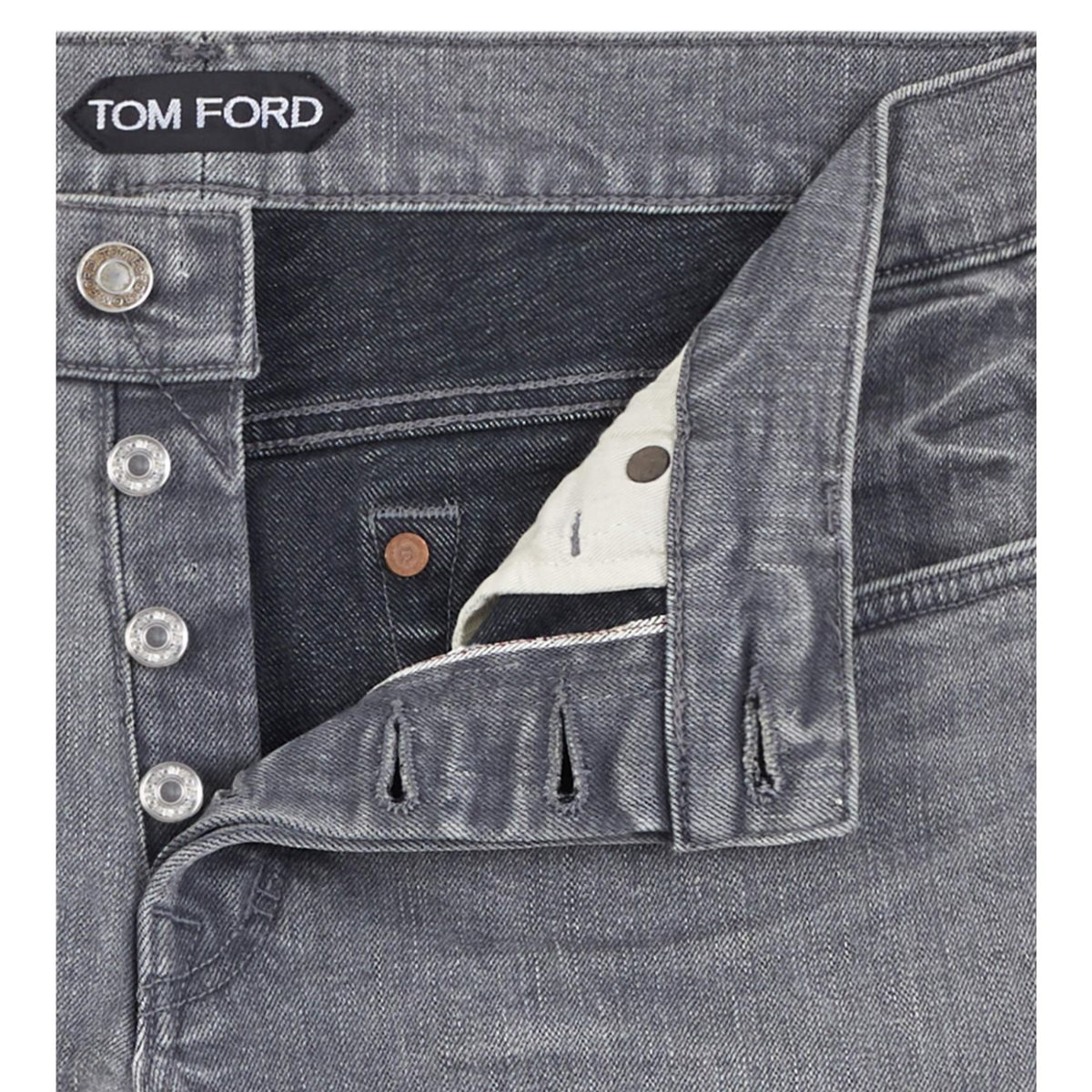 Jean Tom Ford Droit Japanese Selvedge Homme Grise | VGPMB-8650