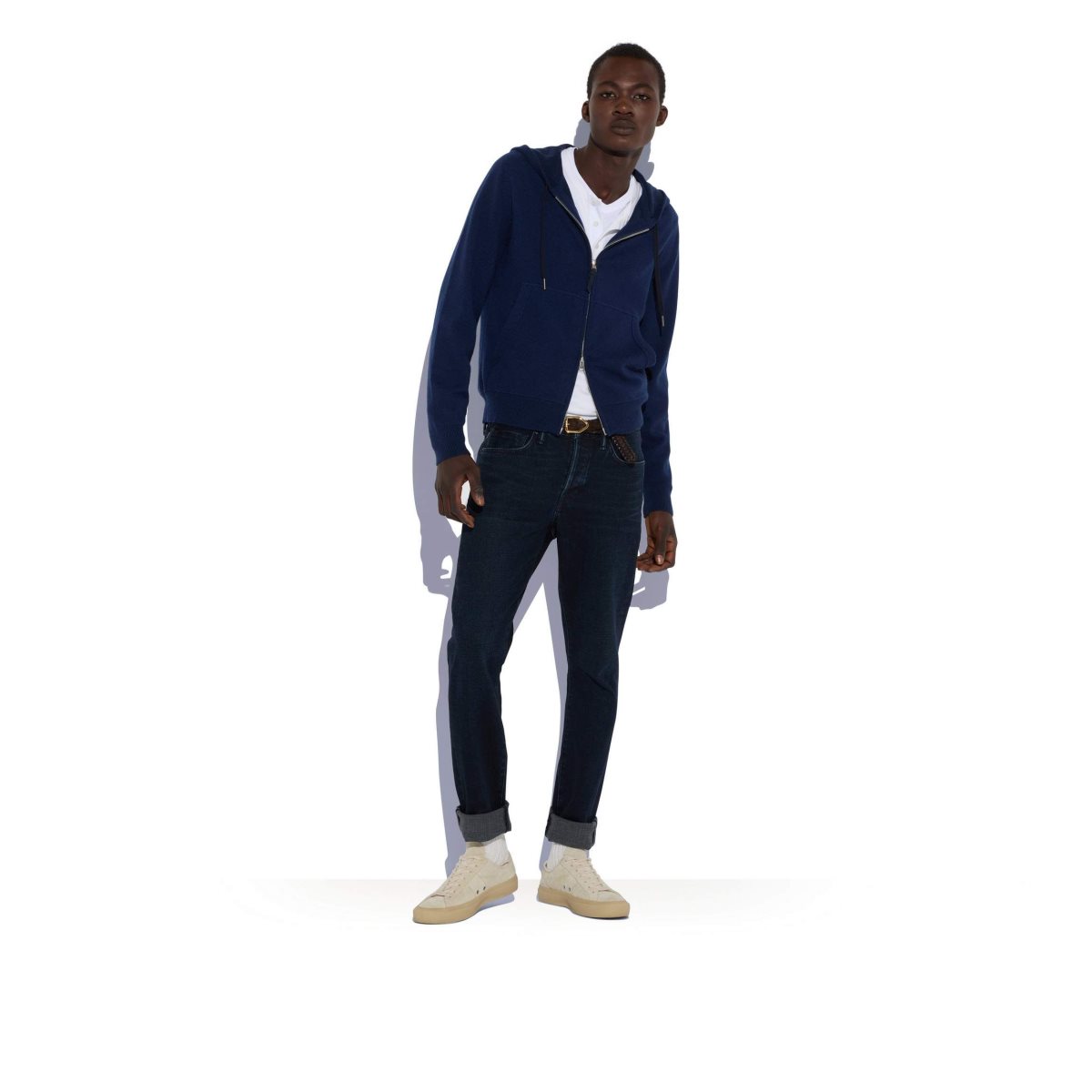 Knitwear Tom Ford Cashmere Merino Hoodie Homme Bleu Foncé | RUSOL-7832