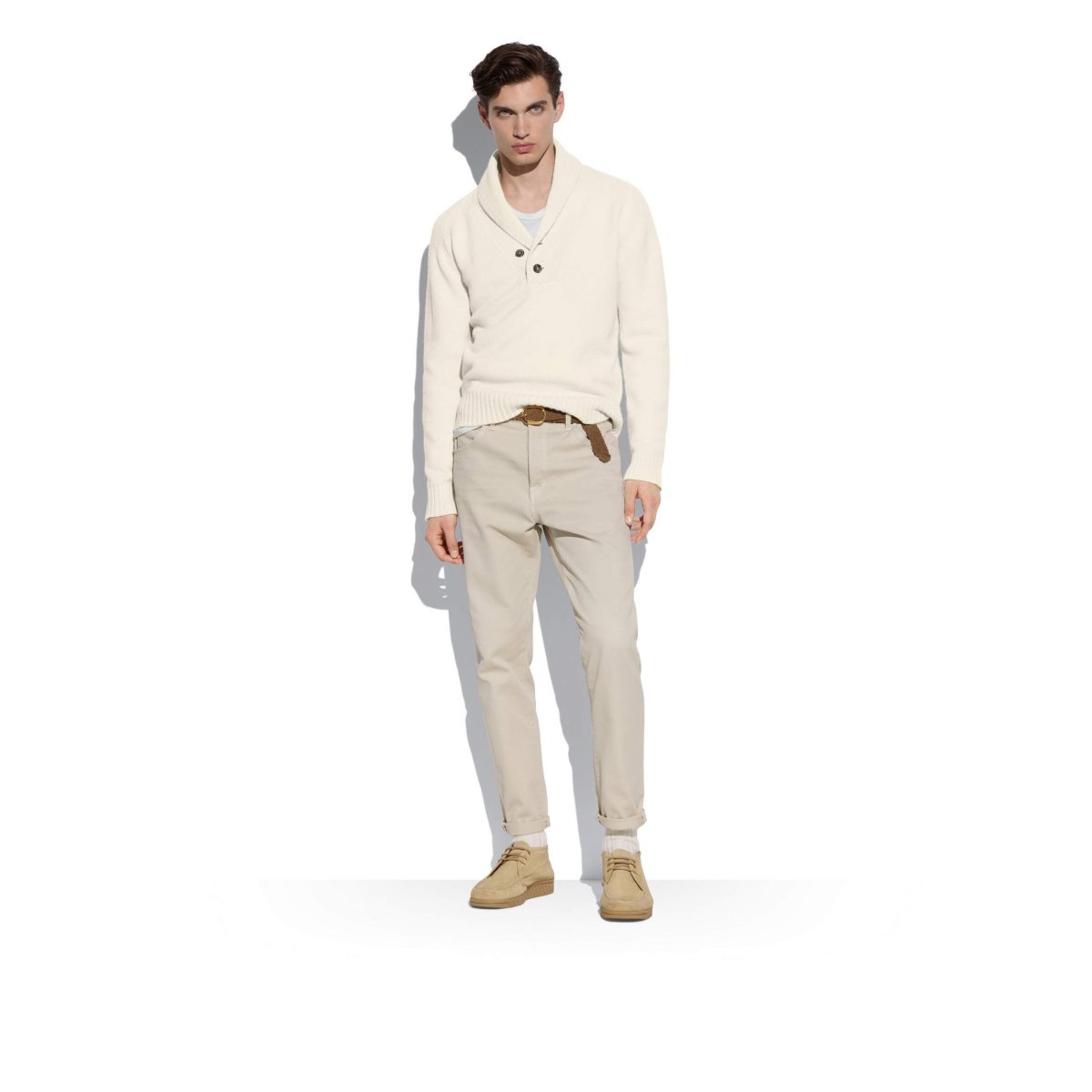 Knitwear Tom Ford Cashmere Pull-over Shawl Homme Blanche | AUXFH-2875