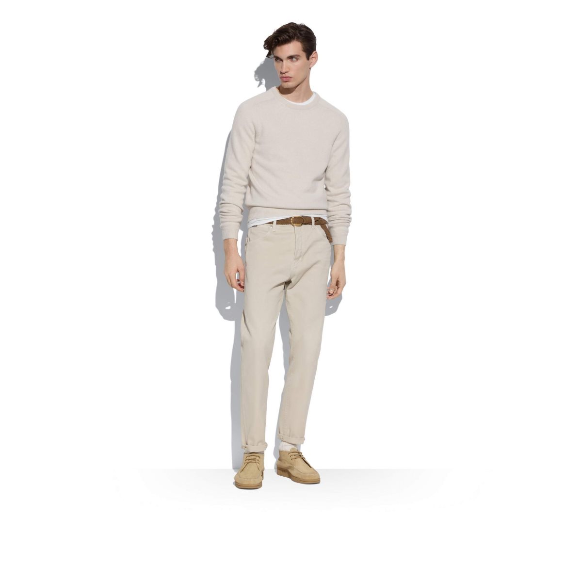 Knitwear Tom Ford Cashmere Saddle Crew Neck Homme Blanche | FJIVZ-6592