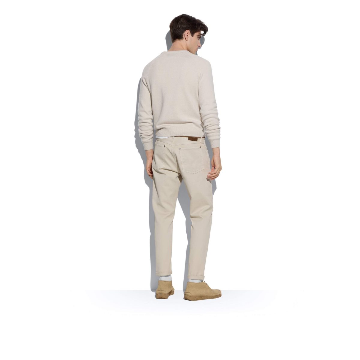 Knitwear Tom Ford Cashmere Saddle Crew Neck Homme Blanche | FJIVZ-6592