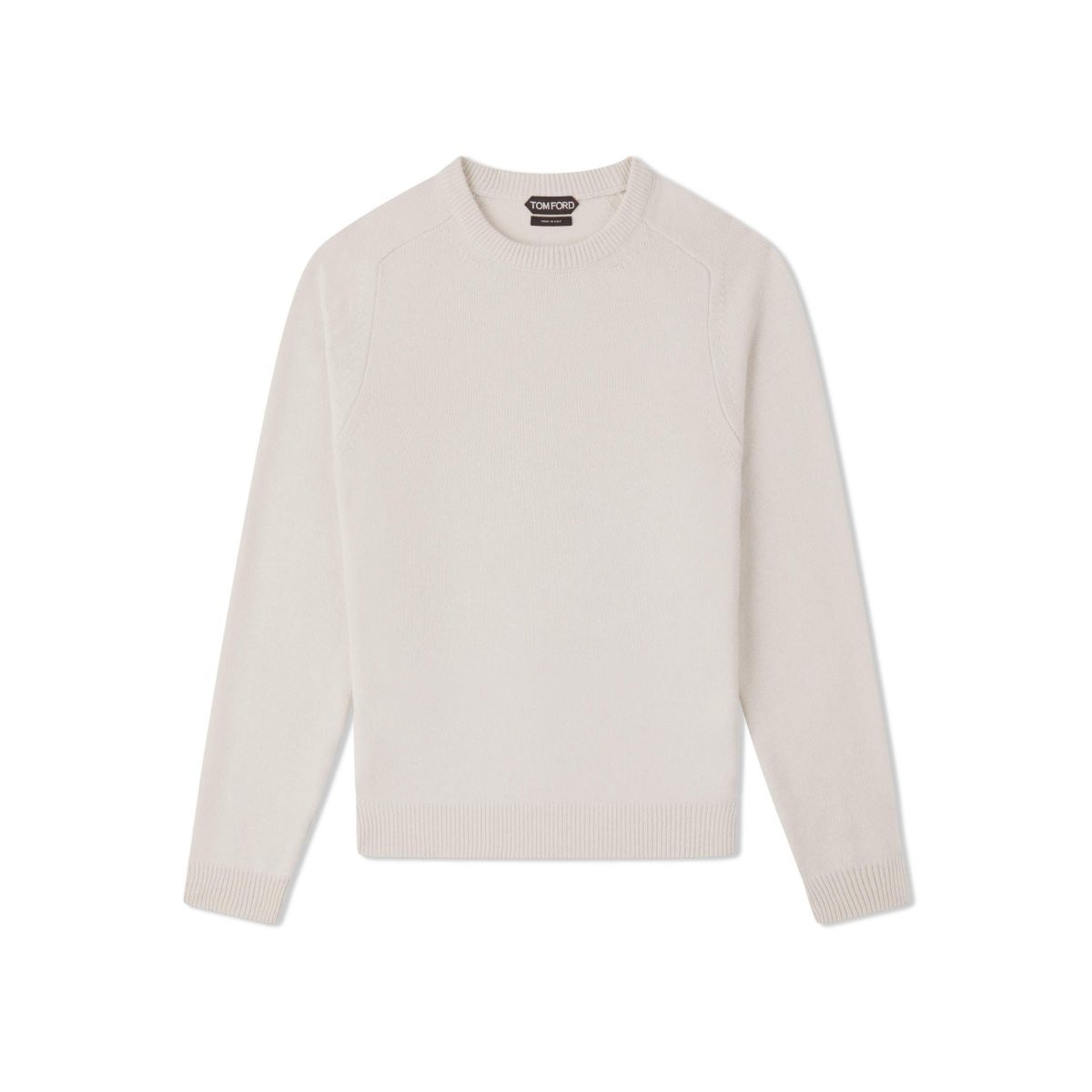 Knitwear Tom Ford Cashmere Saddle Crew Neck Homme Blanche | FJIVZ-6592