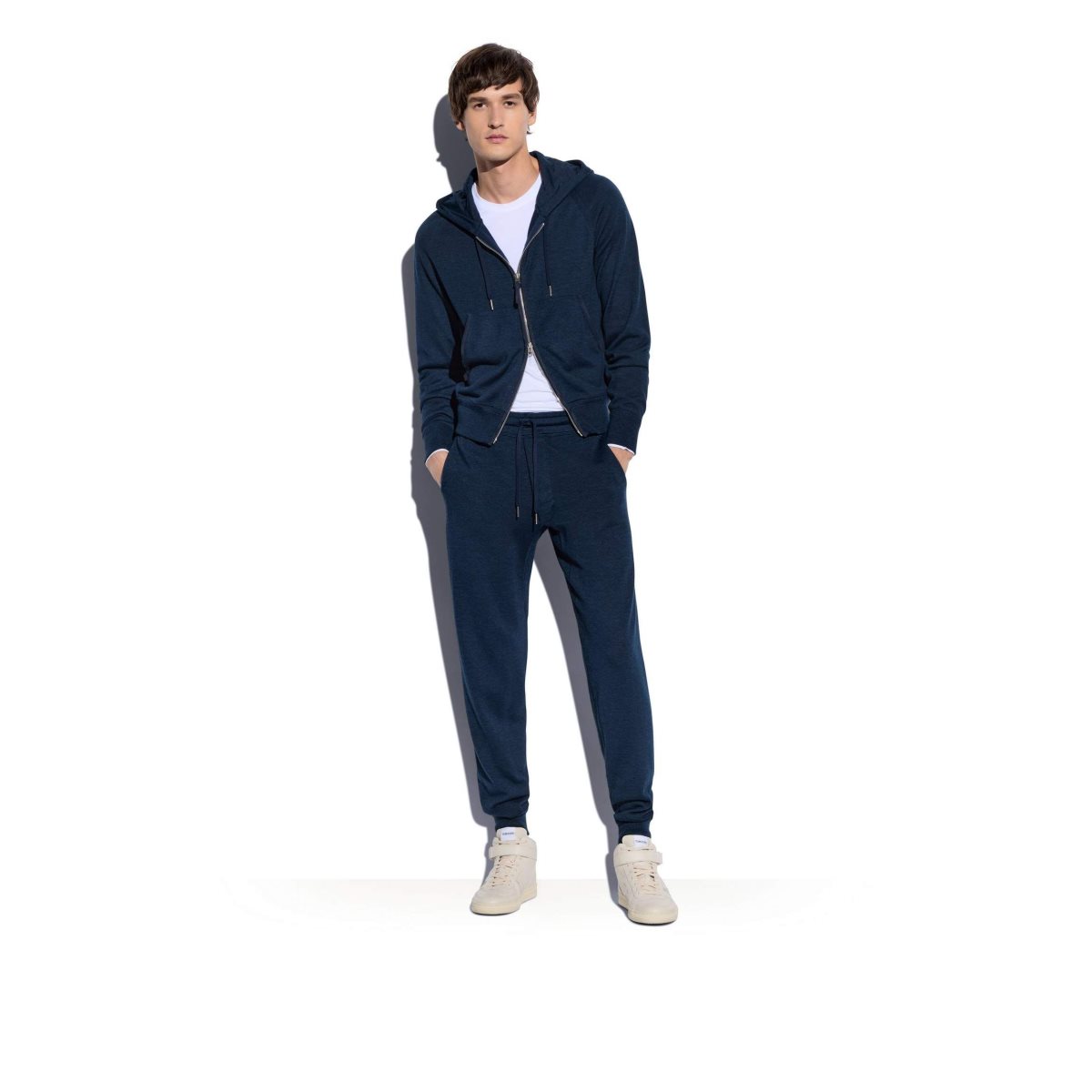 Knitwear Tom Ford Cashmere Silk Hemp Hoodie Homme Bleu | OLERX-0714