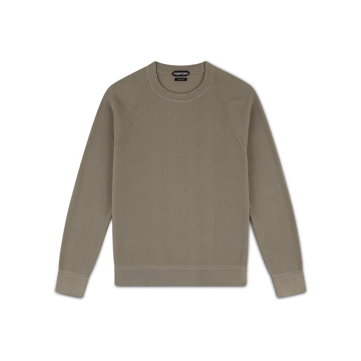 Knitwear Tom Ford Coton Silk Link Ribs Crew Neck Homme Grise Marron | LEMTY-7541