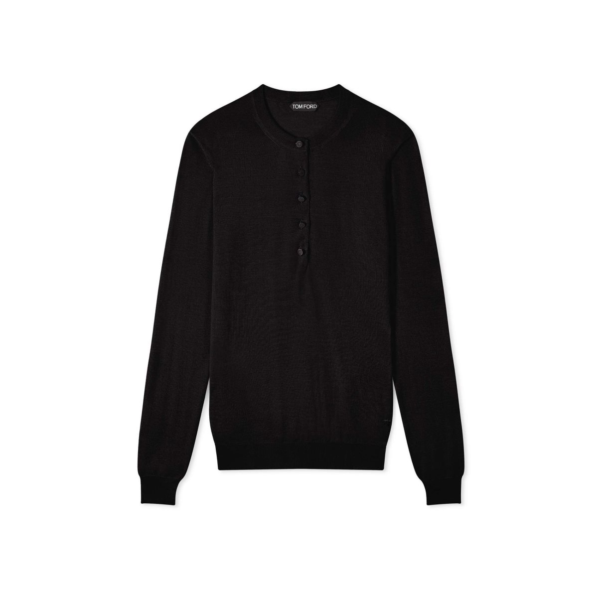 Knitwear Tom Ford Fine Cashmere Silk Open Crew Neck Pull Femme Noir | GQVDC-6032