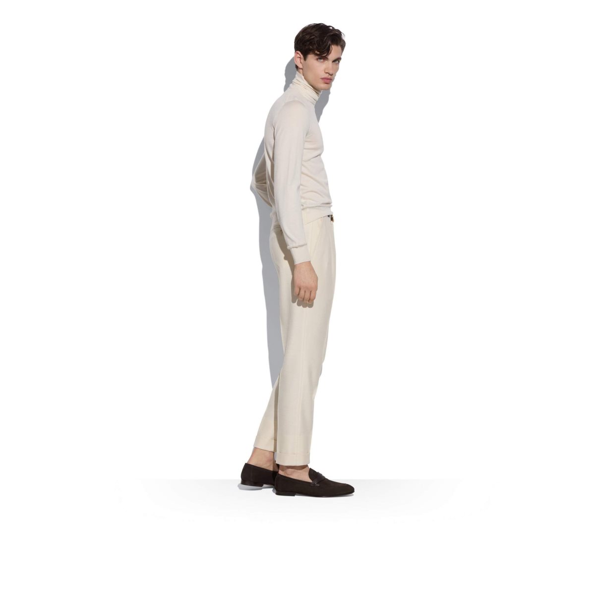 Knitwear Tom Ford Fine Gauge Cashmere Silk Roll Neck Homme Blanche | RWBDT-8906