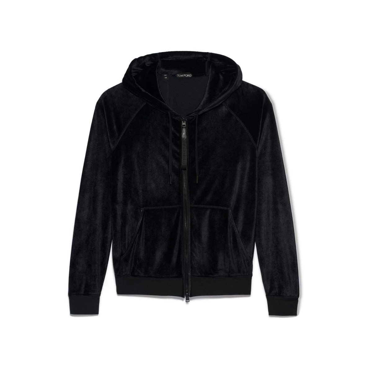 Knitwear Tom Ford Fluid Modal Velour Hood Zip Through Homme Noir | MTGJW-4062