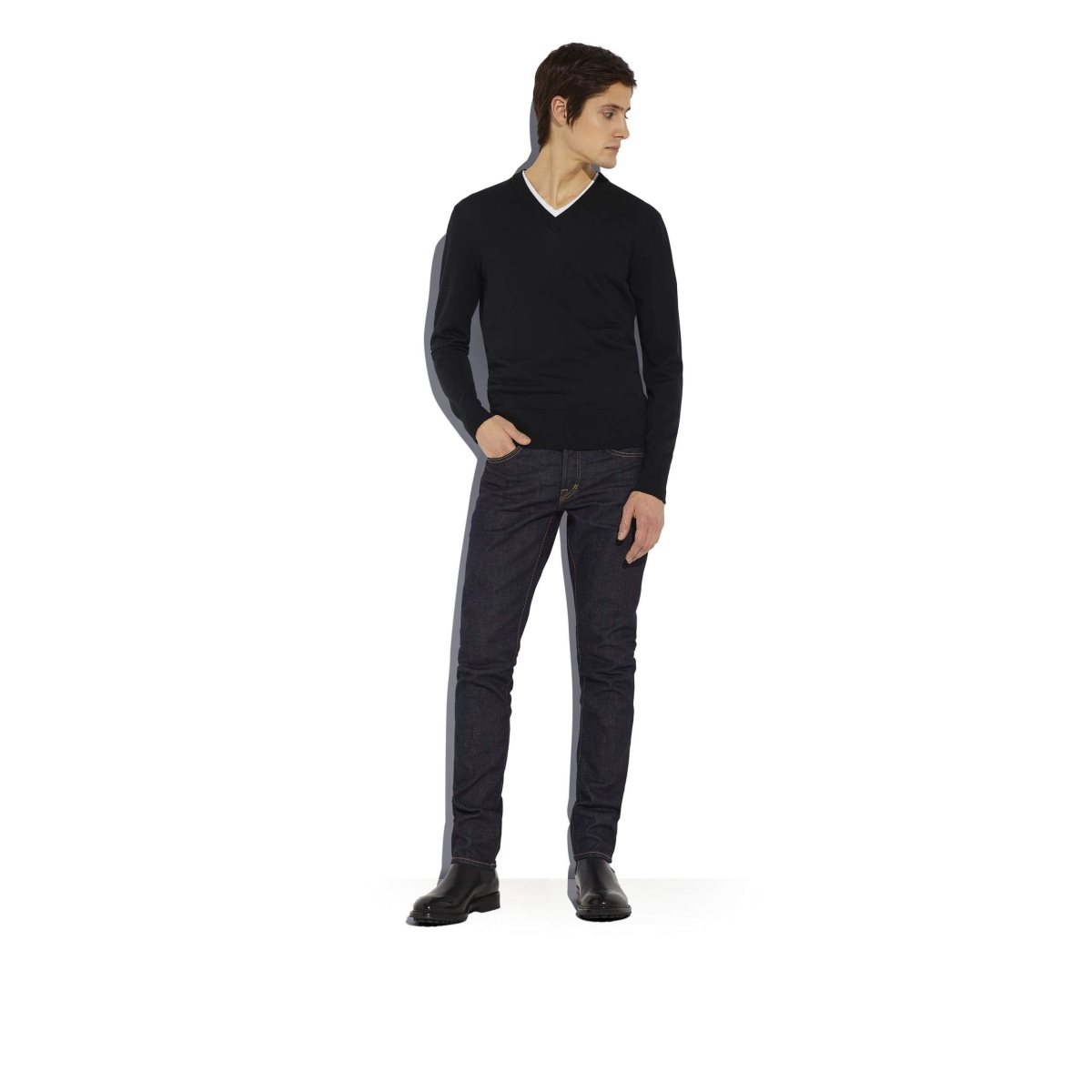 Knitwear Tom Ford Seamless Merino V-neck Homme Noir | TMREW-9265