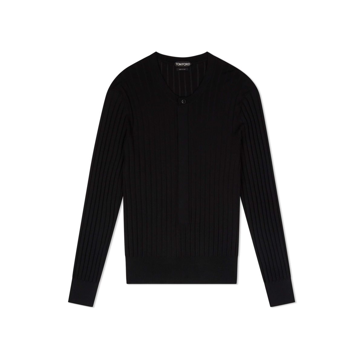 Knitwear Tom Ford Silk Blend Henley Homme Noir | ATLOR-3270