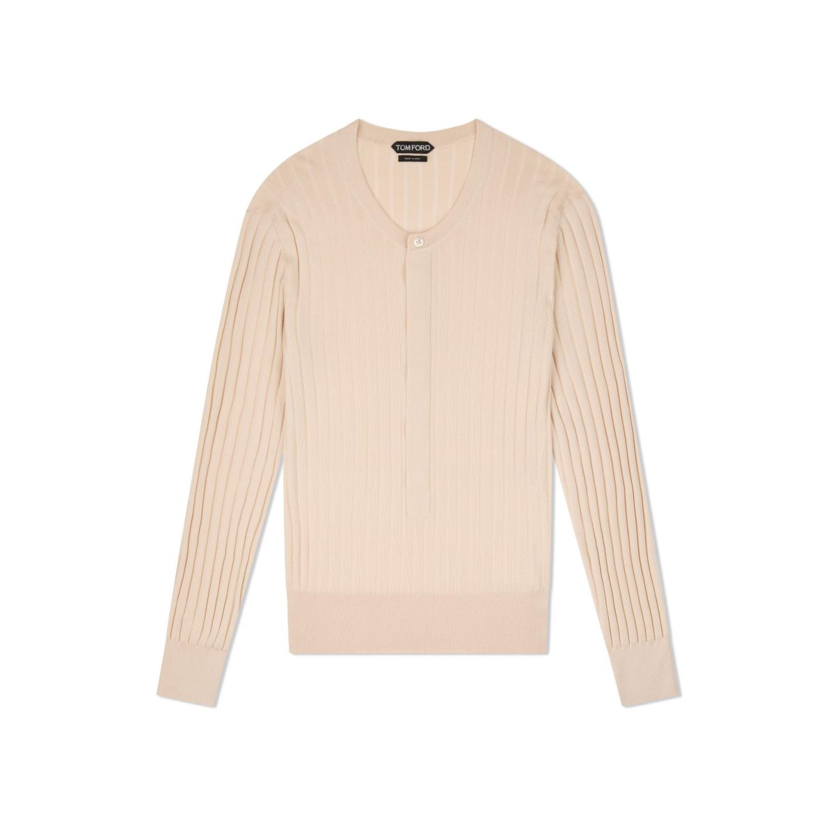 Knitwear Tom Ford Silk Blend Henley Homme Blanche | CAIMX-1852