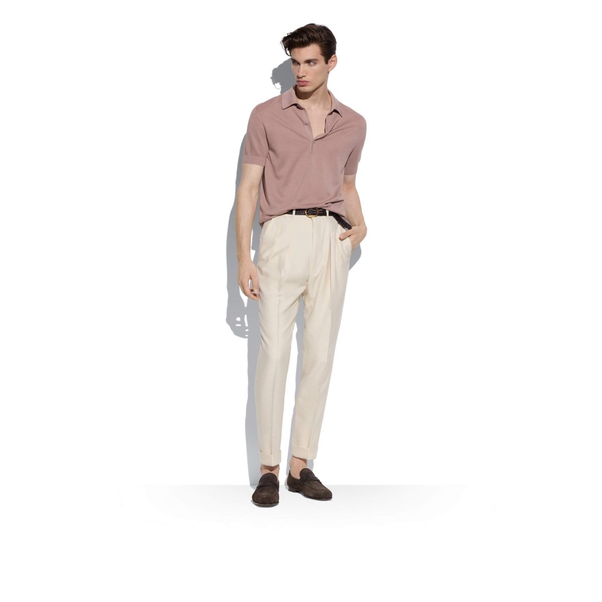 Knitwear Tom Ford Silk Coton Piquet Polo Homme Rose | ZSCYL-3470