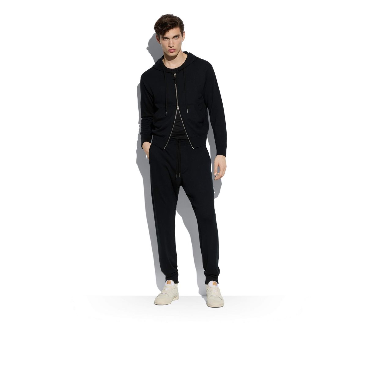 Knitwear Tom Ford Superfine Merino Hoodie Homme Noir | NHSUT-4915