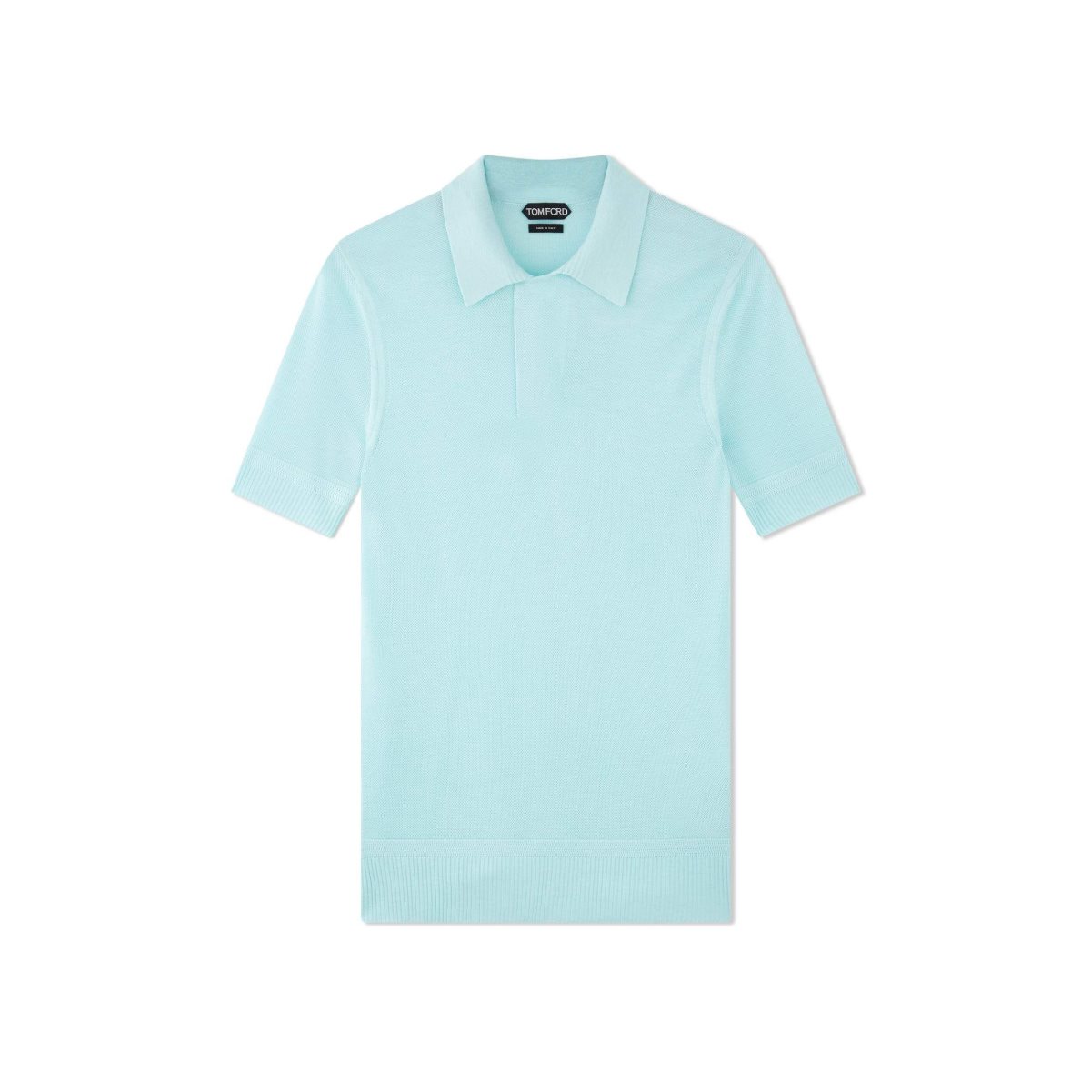 Knitwear Tom Ford Viscose Silk Micro Texture Polo Homme Bleu | VKCLZ-7542