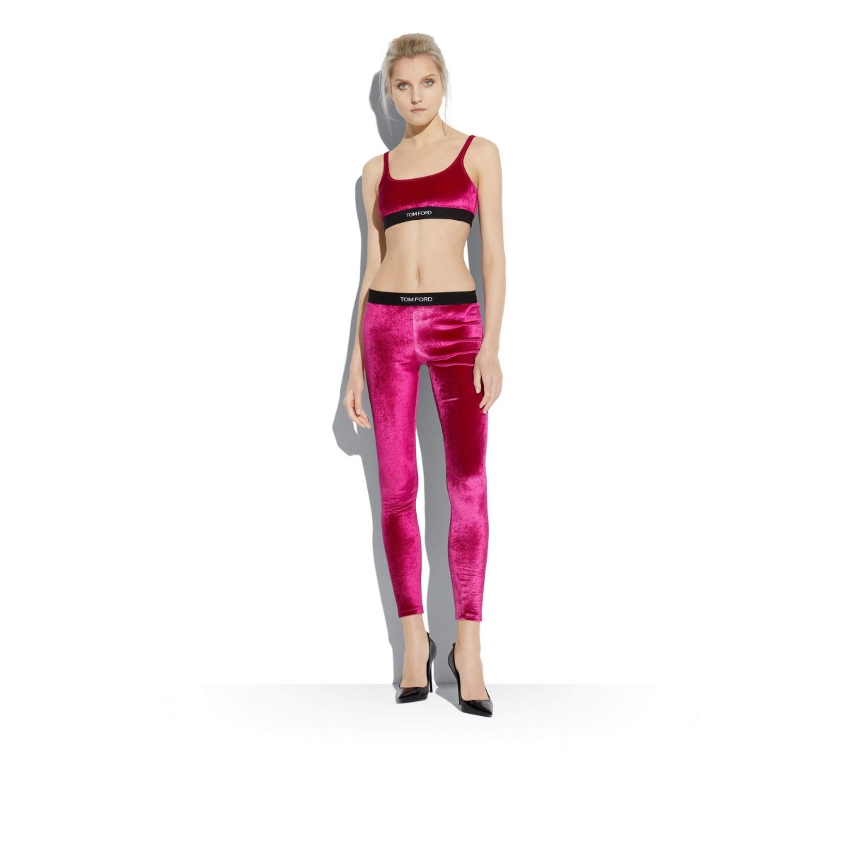 Leggings Tom Ford Stretch Velvet Signature Femme Raspberry | OTDGU-3912