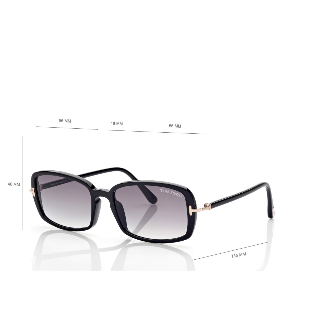 Lunettes de Soleil Tom Ford Bonham Femme Noir | WBKQA-0426