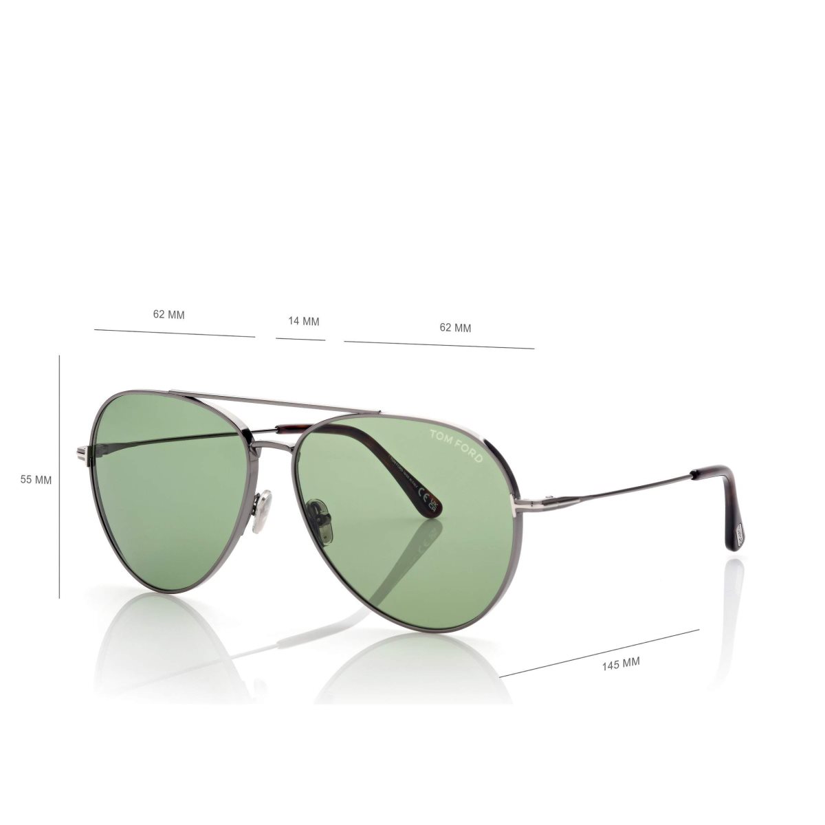 Lunettes de Soleil Tom Ford Dashel Femme Grise Vert | PKUJT-8721