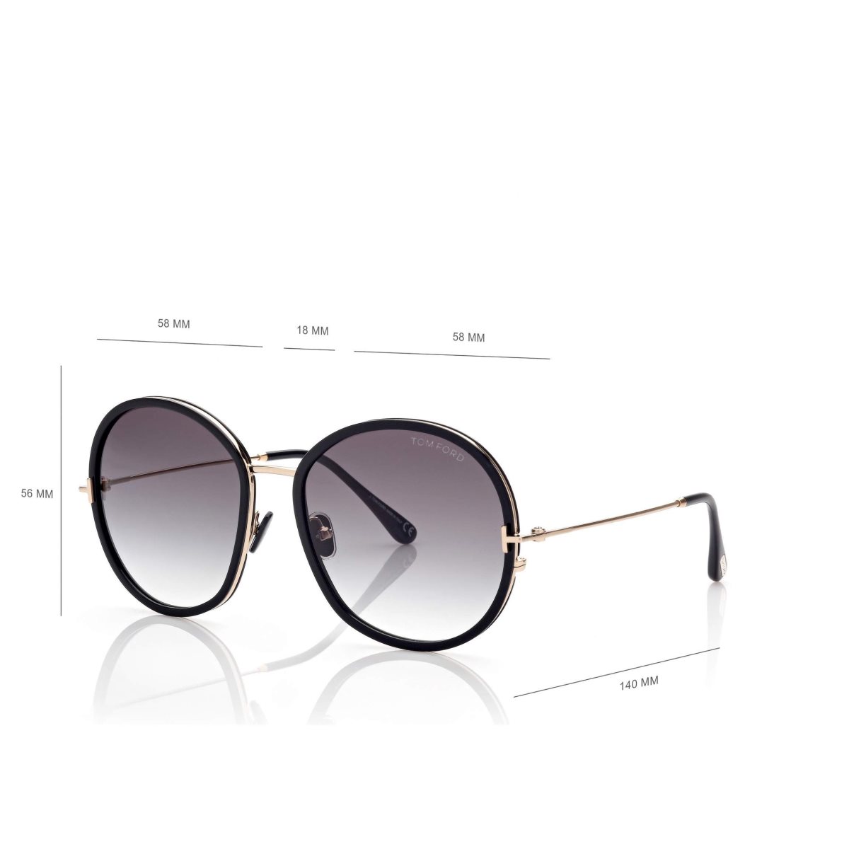 Lunettes de Soleil Tom Ford Hunter Femme Noir | XHQDB-4187