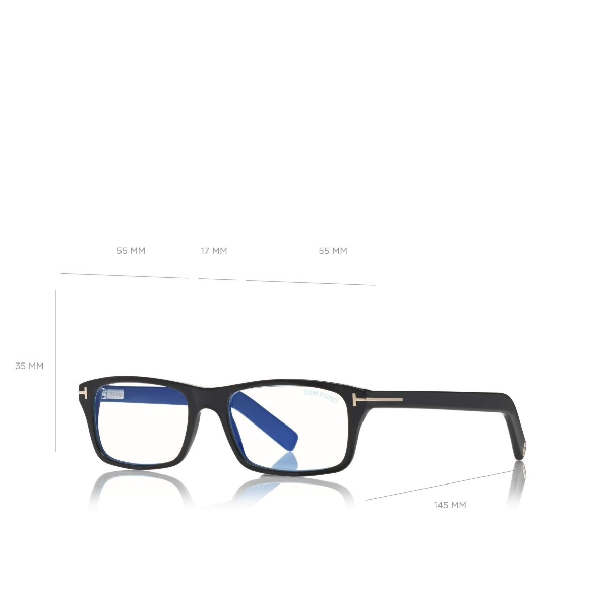 Optique Tom Ford Blue Block Rectangular Homme Noir | ERMBJ-0687