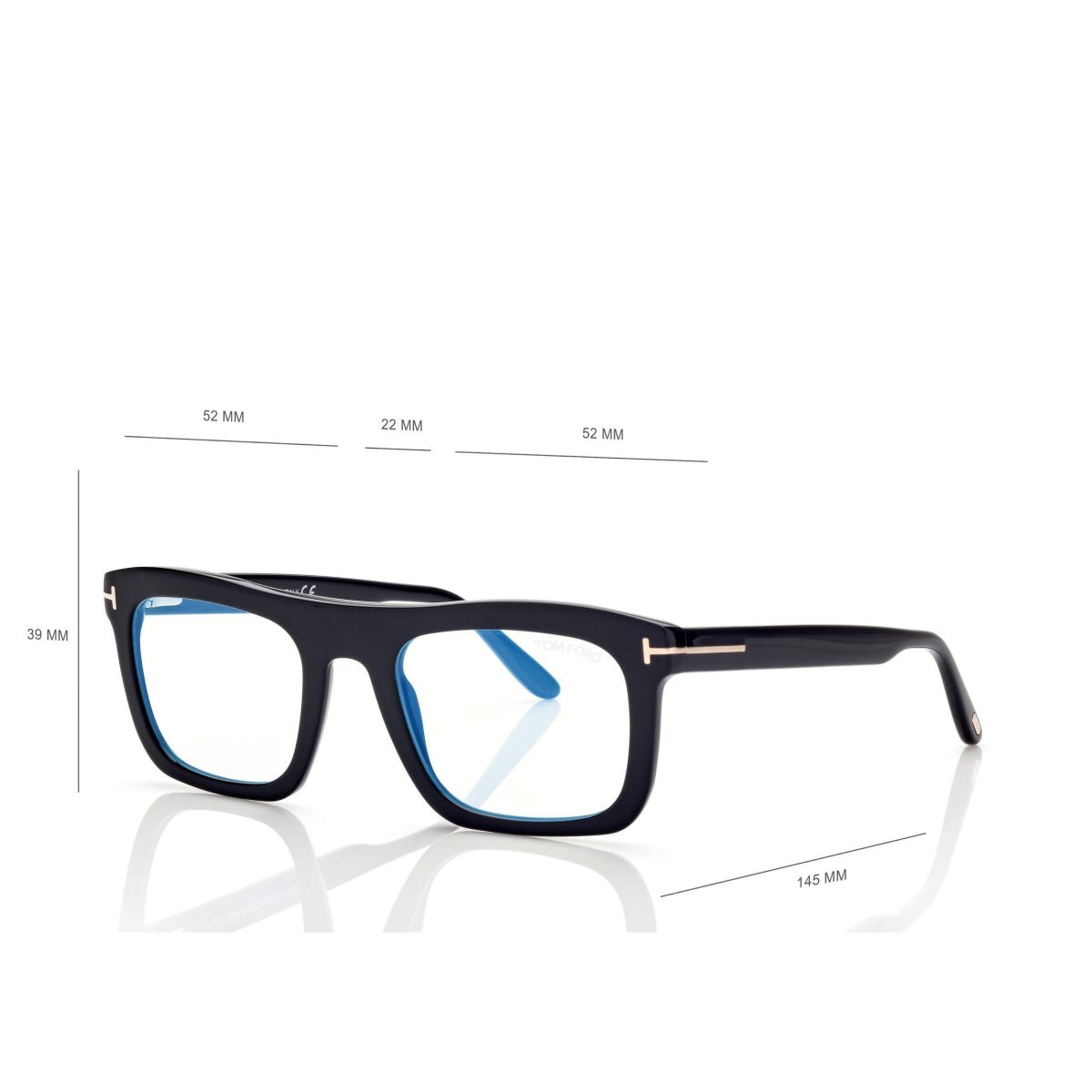 Optique Tom Ford Blue Block Rectangular Homme Noir | LFAUJ-8937