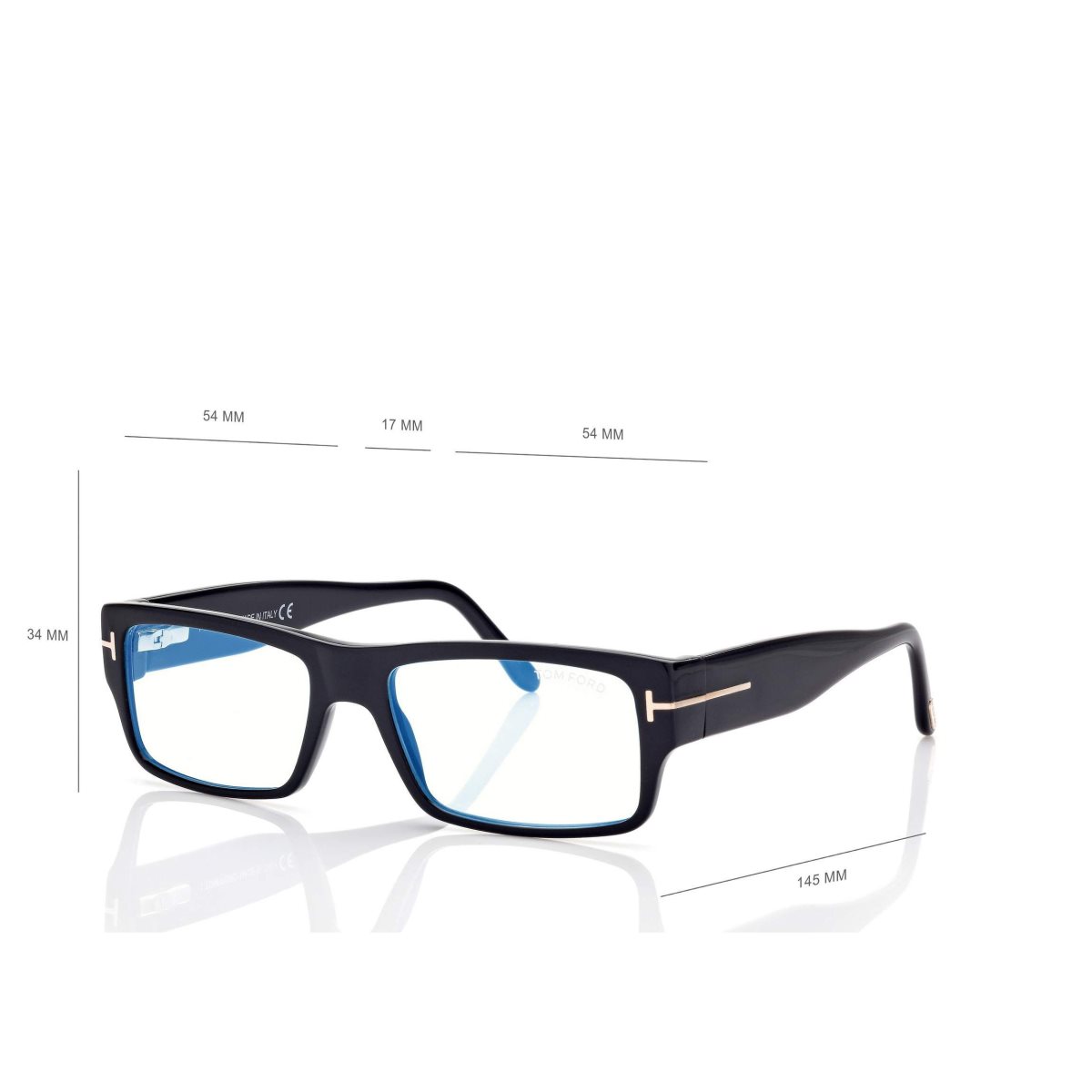 Optique Tom Ford Blue Block Rectangular Homme Noir | UAMCK-4378