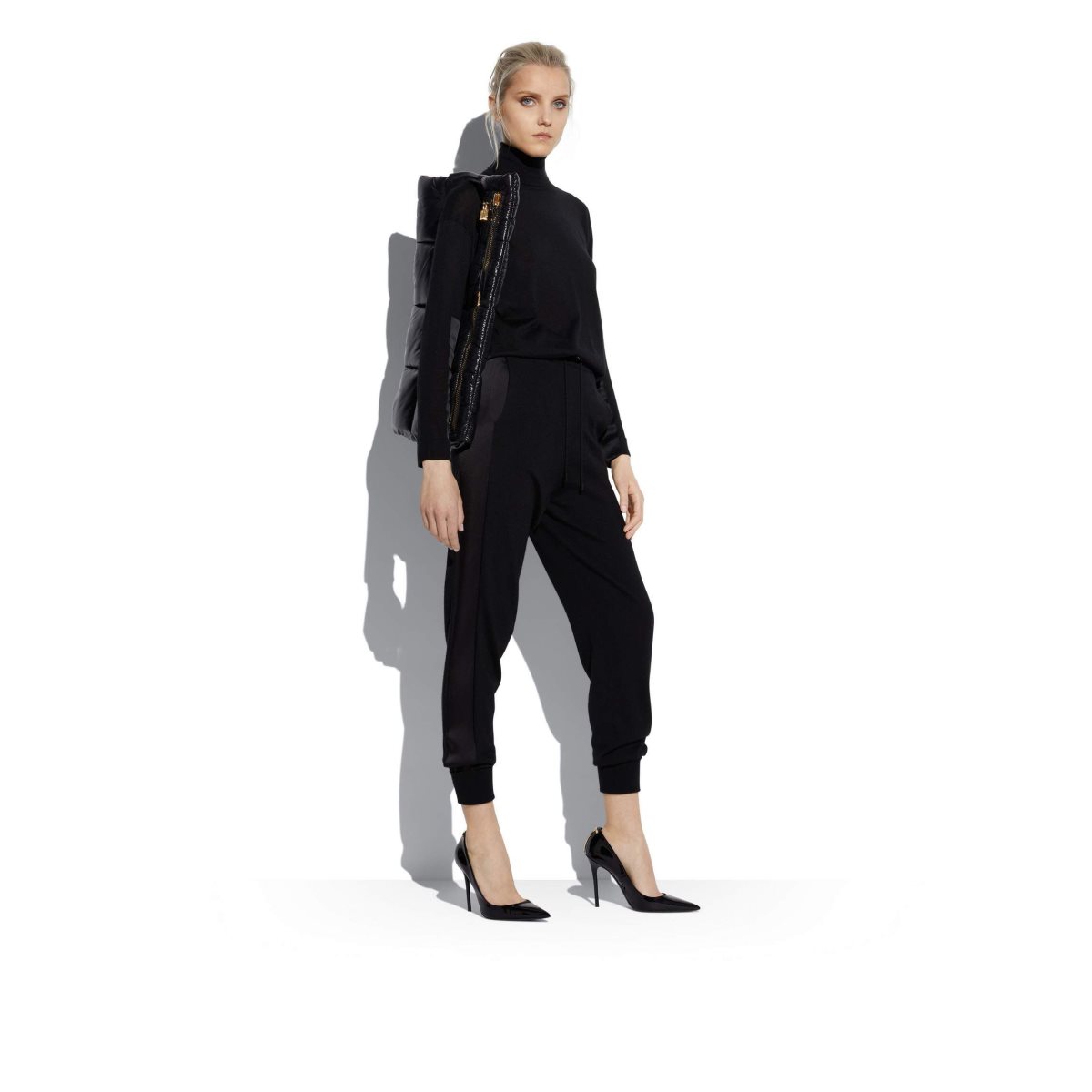 Pantalon Tom Ford Fine Cashmere Silk & Silk Joggers Femme Noir | JQYWS-5617