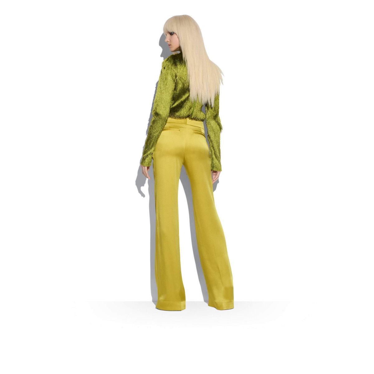 Pantalon Tom Ford Fluid Double-faced Satin Larges Legs Femme Charteuse Citrine | DKJVP-8530