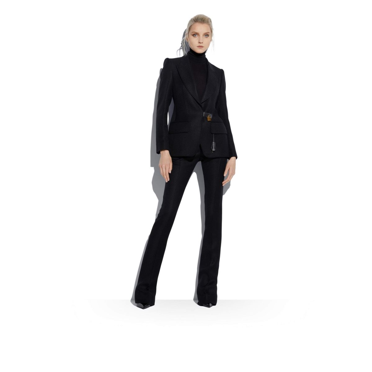 Pantalon Tom Ford Hopsack Tailoring Flares Femme Noir | SNLZF-8914