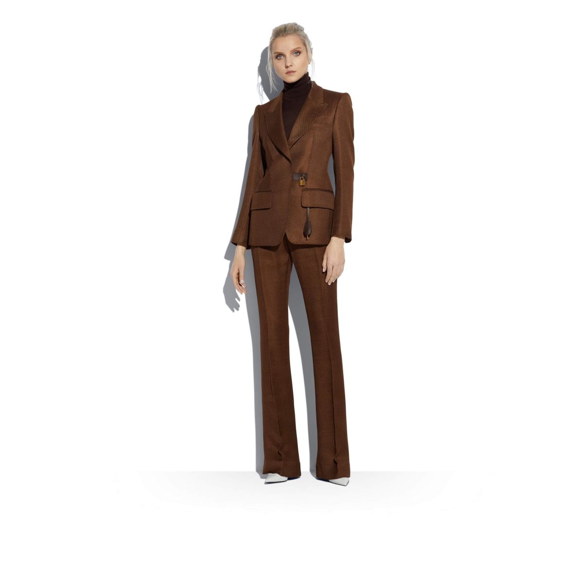 Pantalon Tom Ford Hopsack Tailoring Flares Femme Pecan | VXRJY-3674