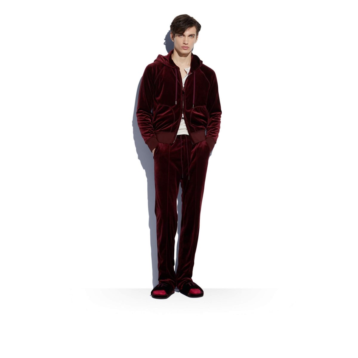 Pantalon Tom Ford Jersey Velvet Jogger Homme Bordeaux | WXZHA-1602