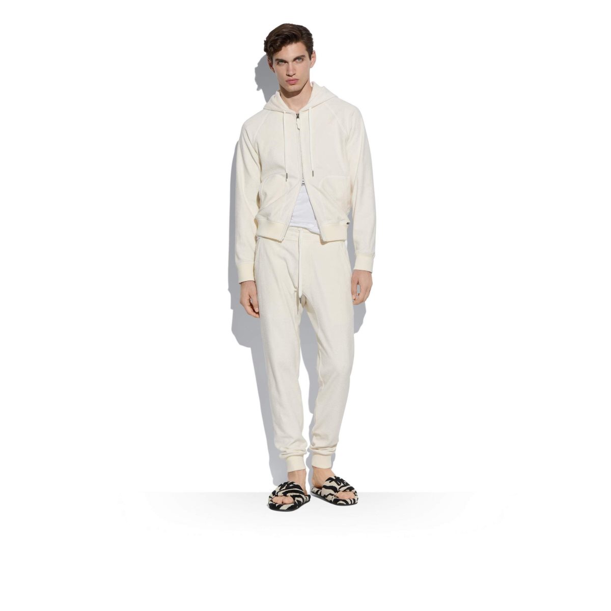 Pantalon Tom Ford Towelling Jogger Homme Ecru | QXENM-3079