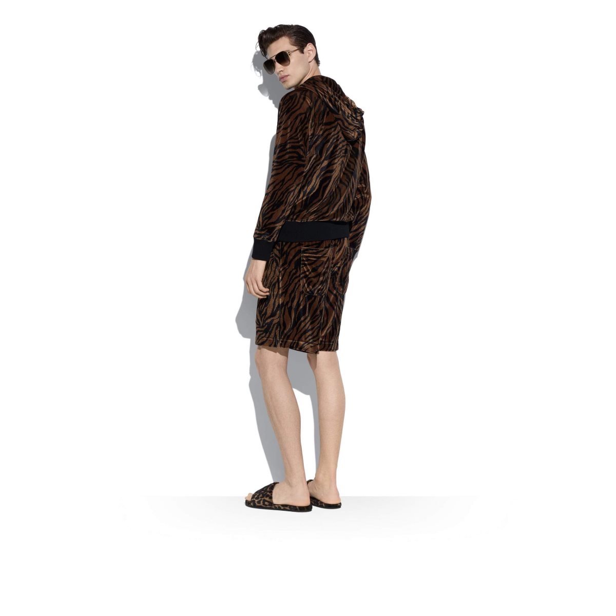 Pantalon Tom Ford Zebra Print Velour Shorts Homme Marron Noir | DHOKW-0758