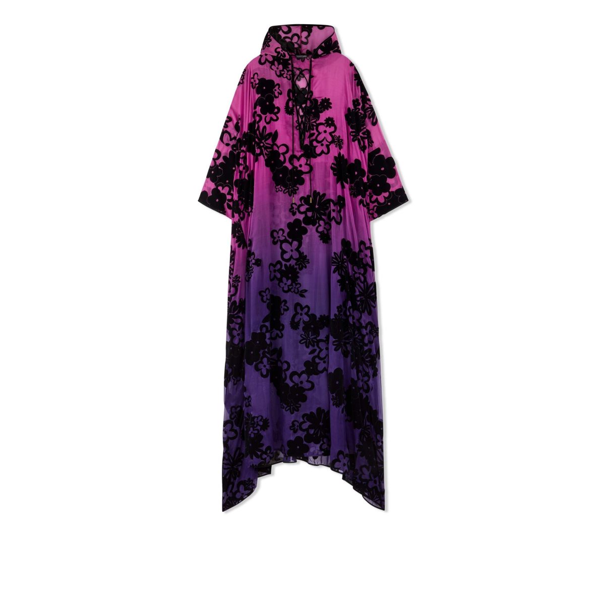 Peignoir Tom Ford Floral Velvet Degrade\' On Chiffon Kaftan Femme Violette | HWDVR-1378