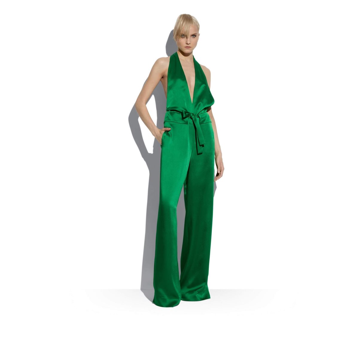 Peignoir Tom Ford Fluid Double-faced Satin Jumpsuit Femme Turquoise Vert | UAJGT-7342