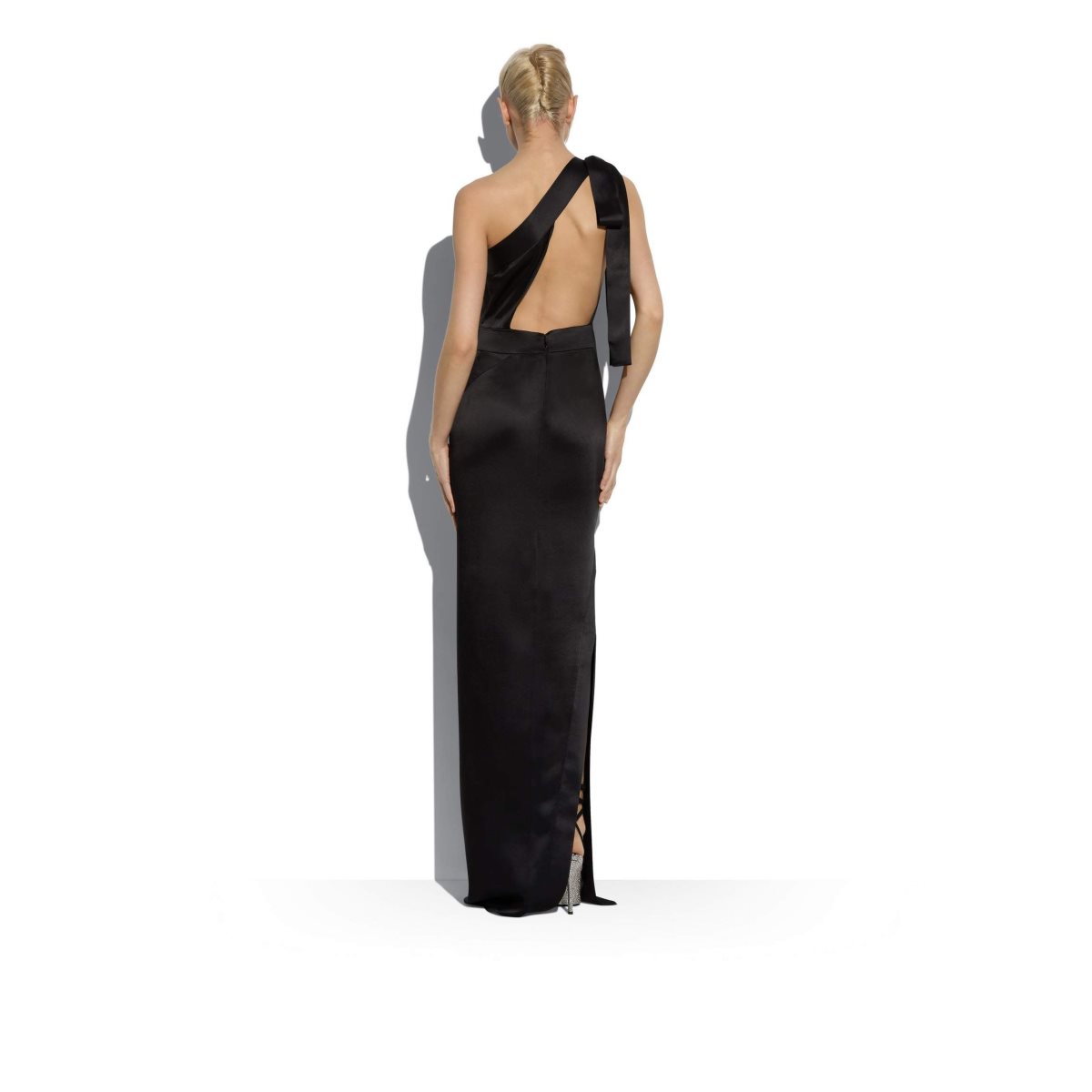 Peignoir Tom Ford Fluid Double-faced Satin One Shoulder Femme Noir | ZGSID-6215